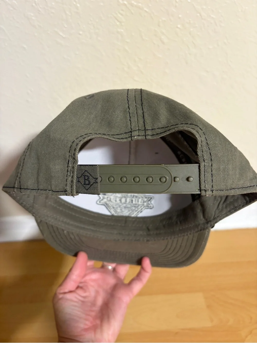BURLEBO Baseball Hat in Dark Moss Twill Signature Embroidered Logo With Rope